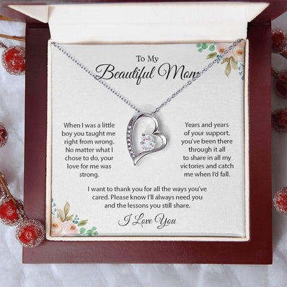 To My Beautiful Mom | I Love You - Forever Love Necklace