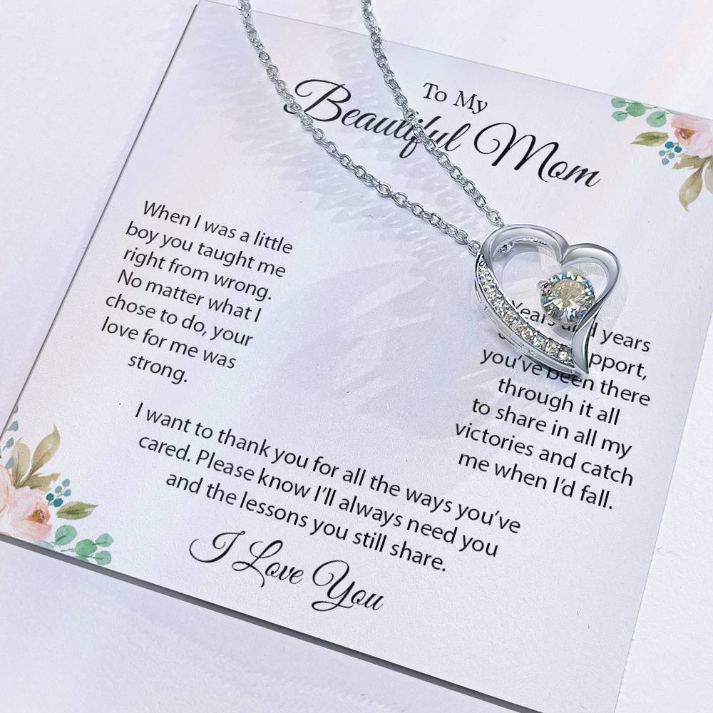 To My Beautiful Mom | I Love You - Forever Love Necklace