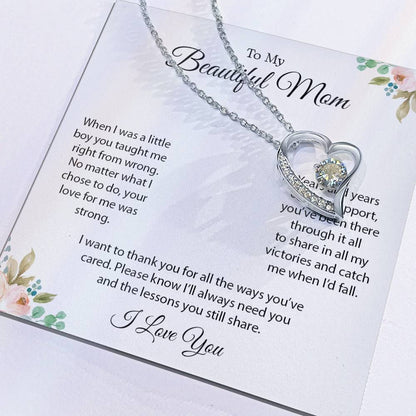 To My Beautiful Mom | I Love You - Forever Love Necklace