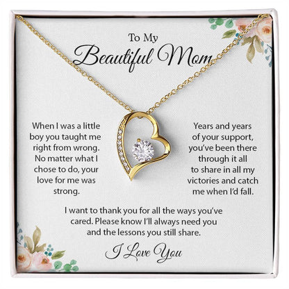 To My Beautiful Mom | I Love You - Forever Love Necklace