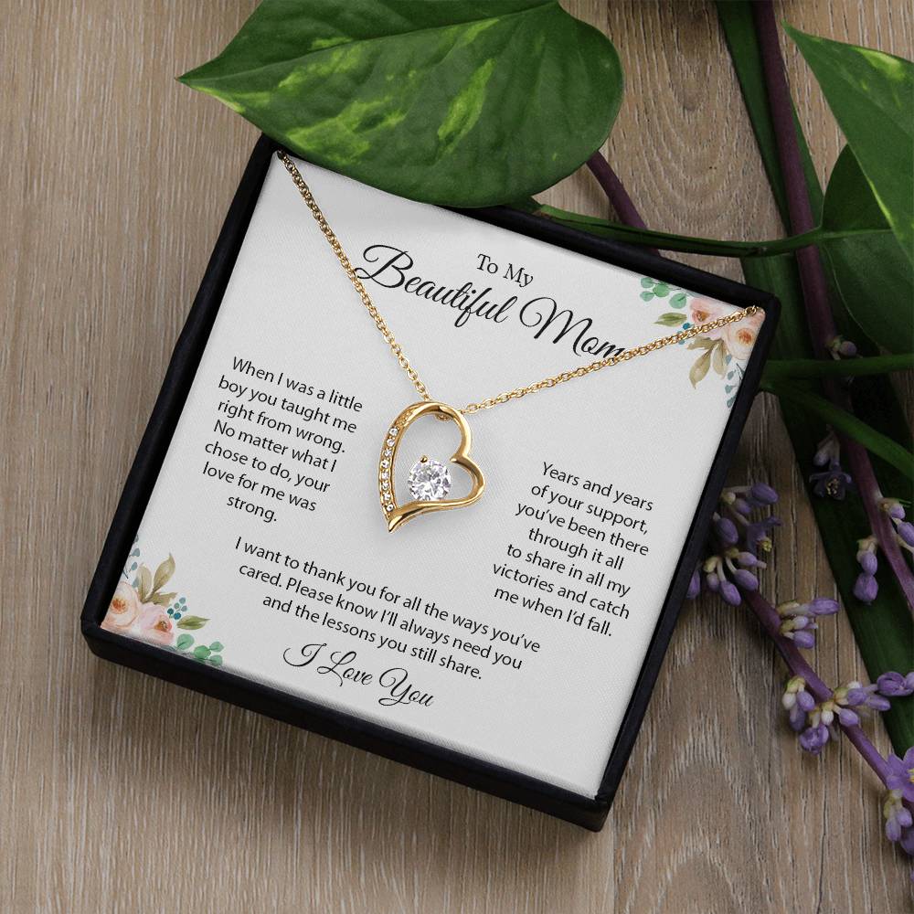 To My Beautiful Mom | I Love You - Forever Love Necklace