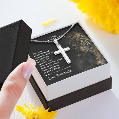 To My Husband | Thank You - Stainless Steel Cross Necklace